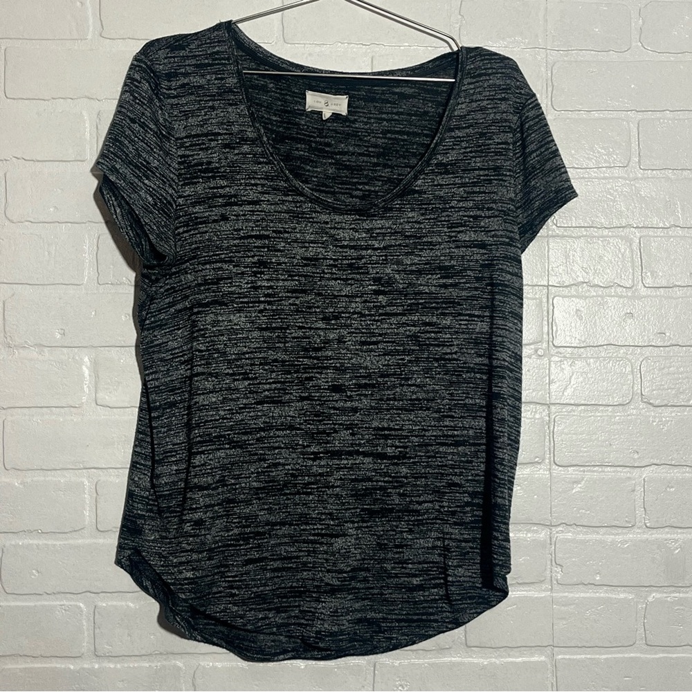 Lou & Grey Charcoal Heathered Short Sleeve Casual Tee Comfortable Size Large